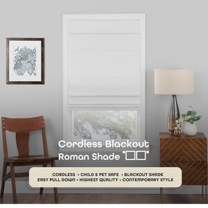 Cordless roman shades 29"W×64"H BELGIUM Off-white